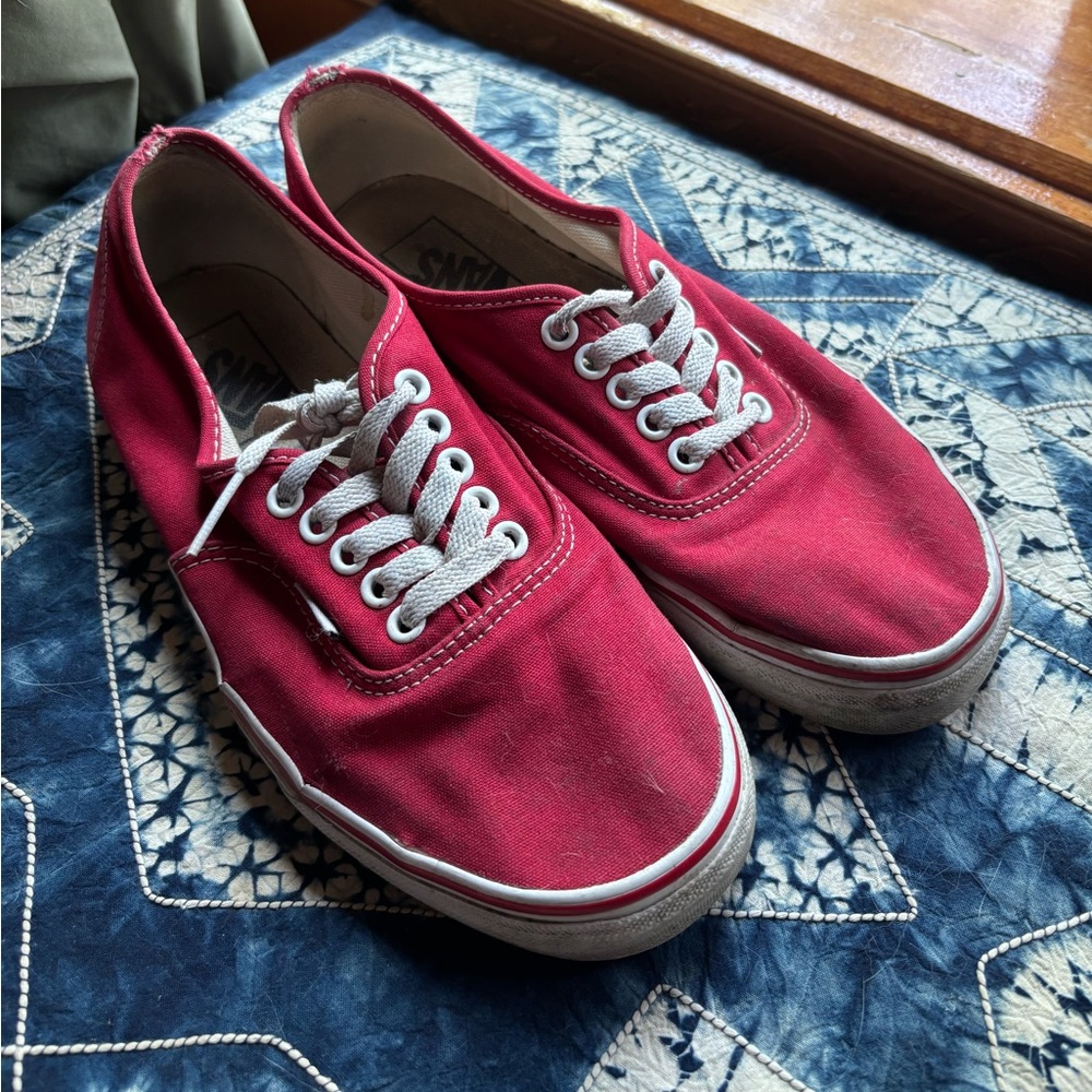 red canvas vans